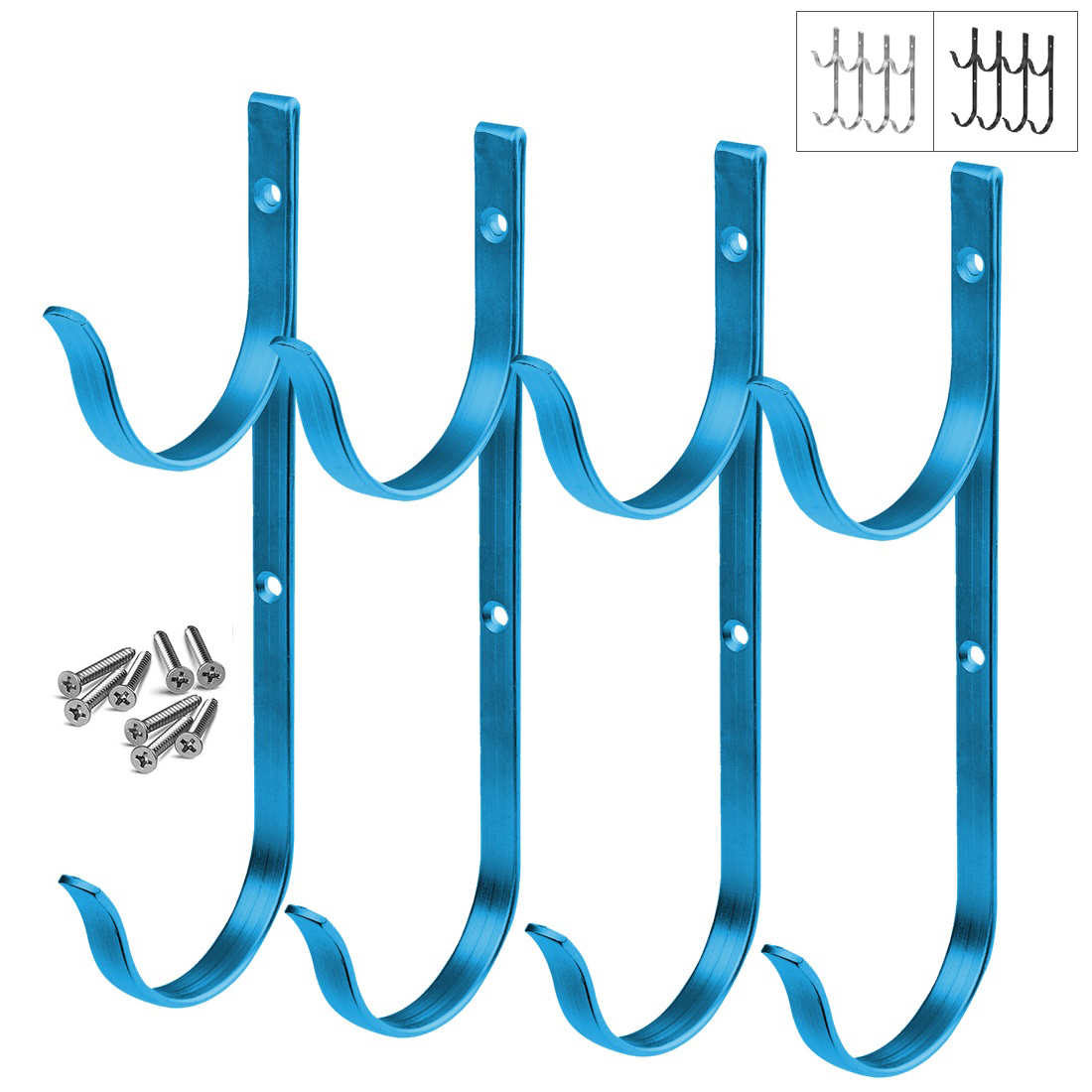 Swimming Pool Aluminum Pole Hanger Set, Blue, 2Pack (4 Hooks), For