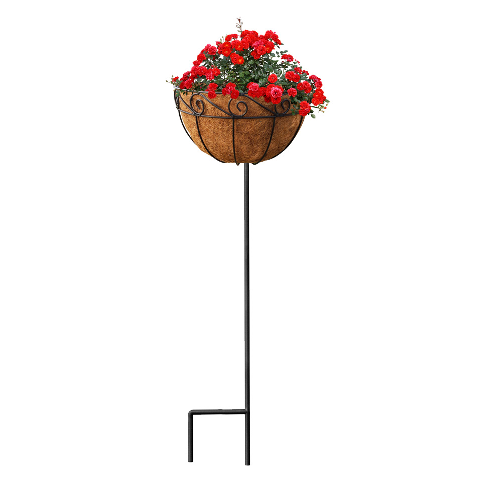 Planter Stake, 12 inch diameter, 39.5 in tall Freestanding Elevated Garden Planter with Coco