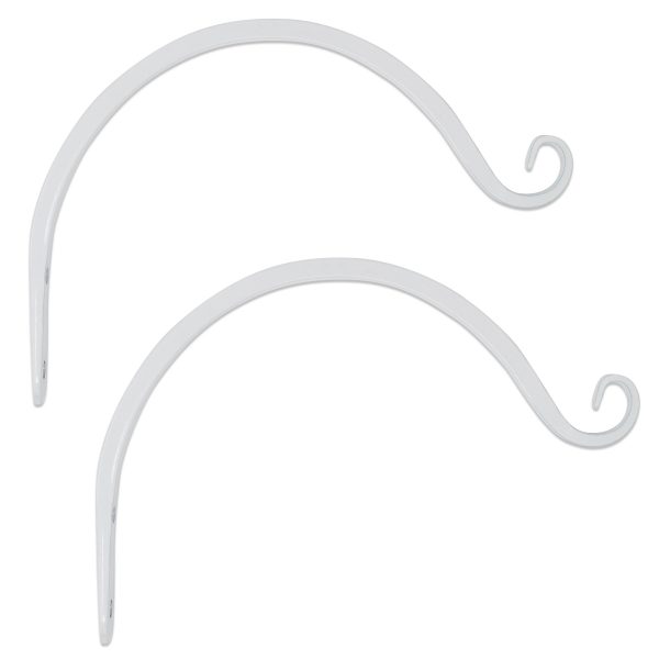 Wind Chimes Planters for Bird Feeders Lanterns 8.5 Inch As Wall Brackets and More! Gray Bunny GB-6863 Hand Forged Curved Hook White