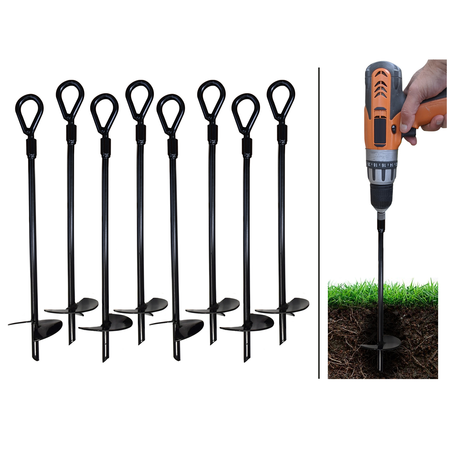 Ground Anchor Set with Drill Sockets Gray Bunny