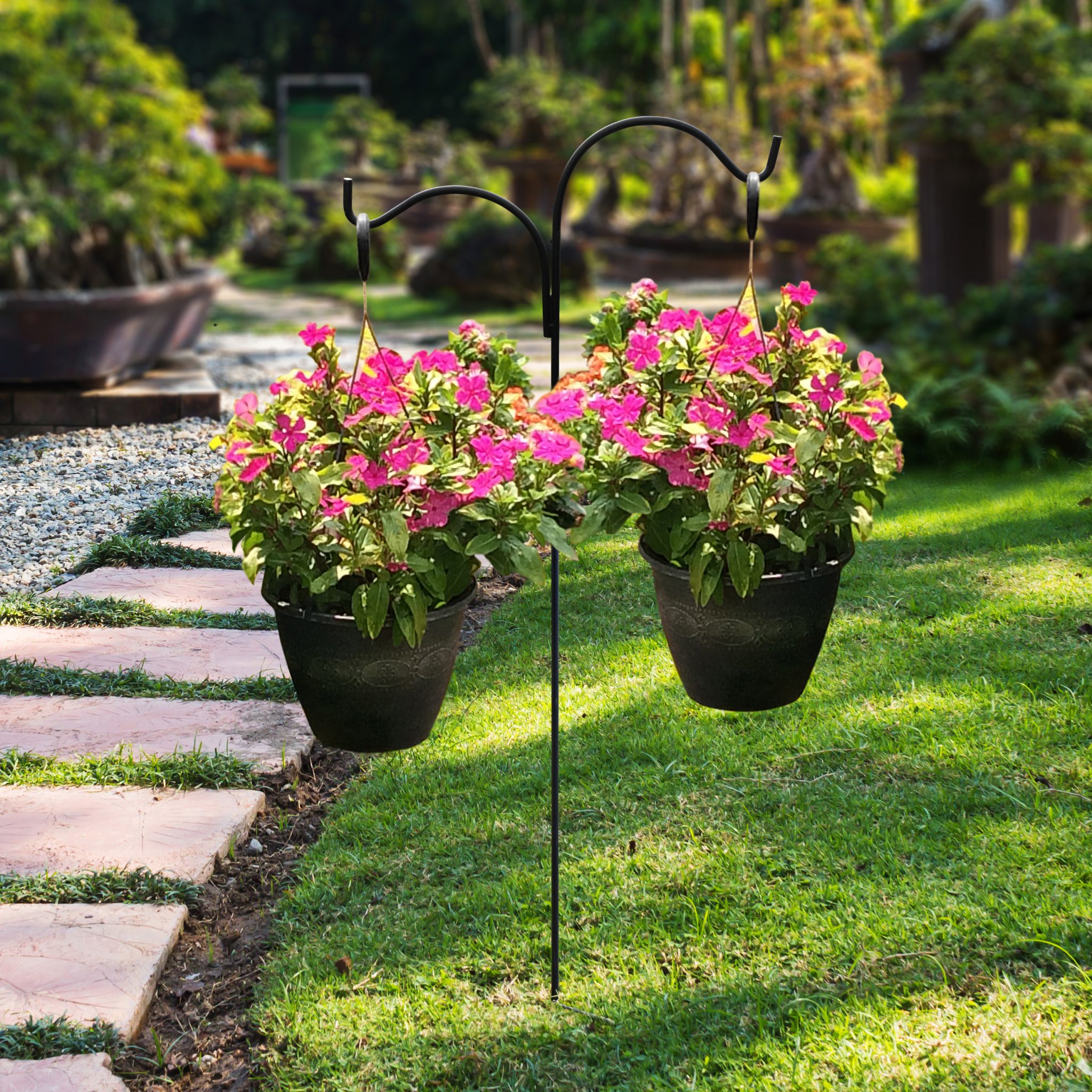 Double Sided Shepherd Hook 65 Inch Heavy Duty 1/2 inch Thick Steel With