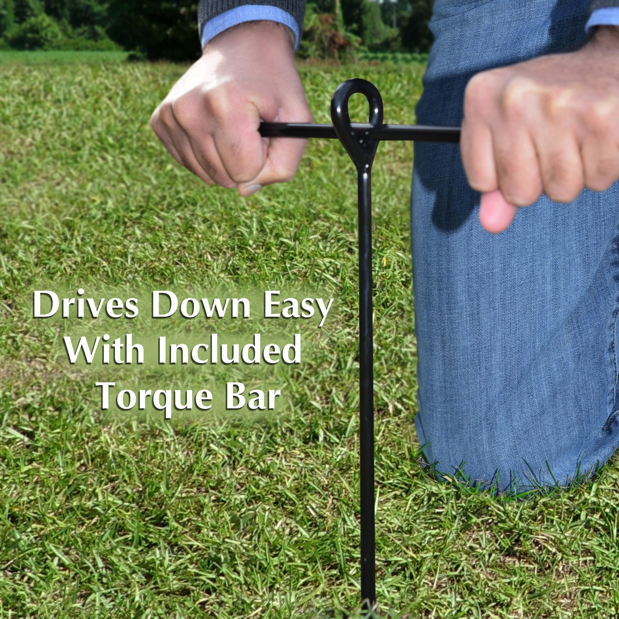 Ground Anchor Kit, Set of 8 Earth Augers, 15" Long, 3" Wide Helix, 3/8