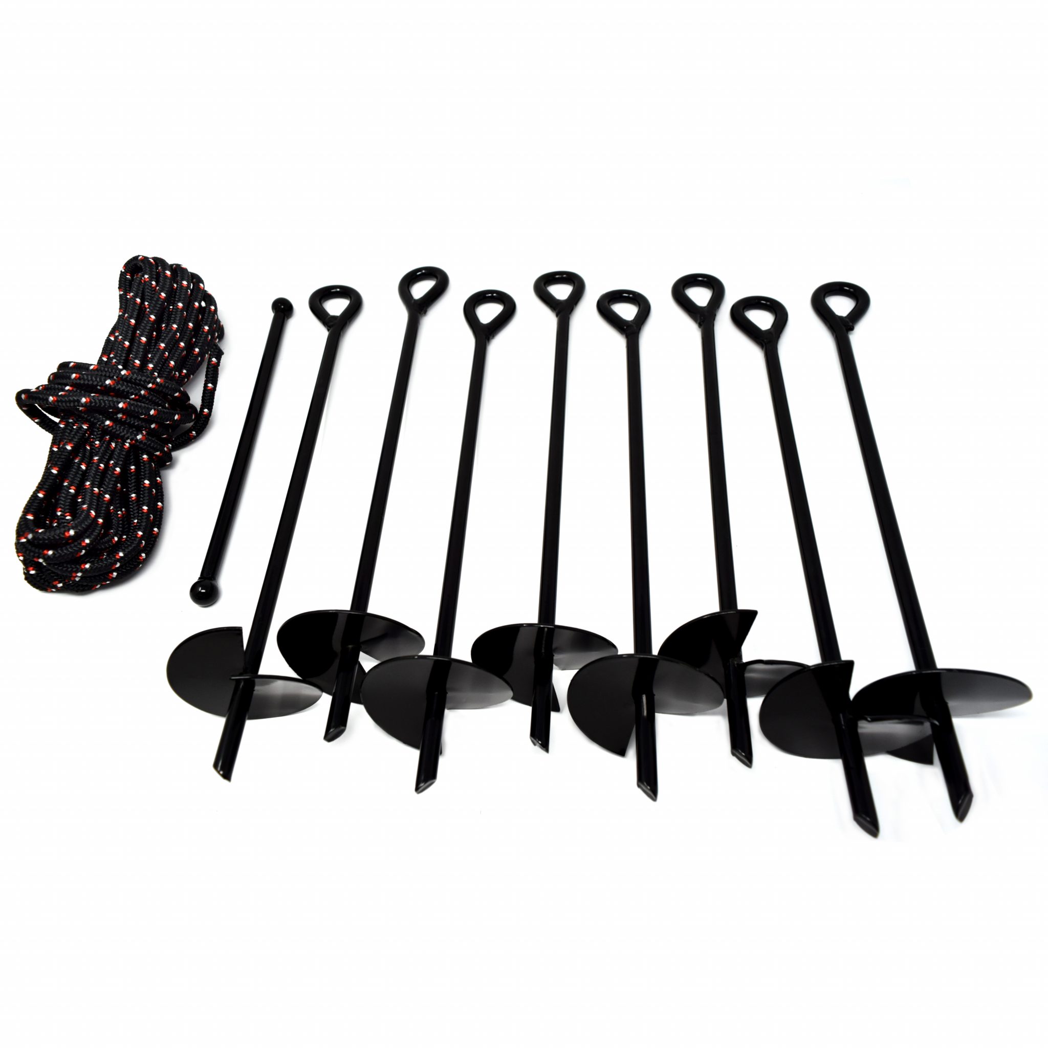 Ground Anchor Kit, Set of 8 Earth Augers, 15" Long, 3" Wide Helix, 3/8