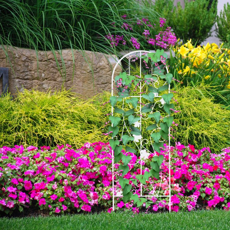 Garden Trellis for Vines and Climbing Plants, 2 Pack, White Metal Wire