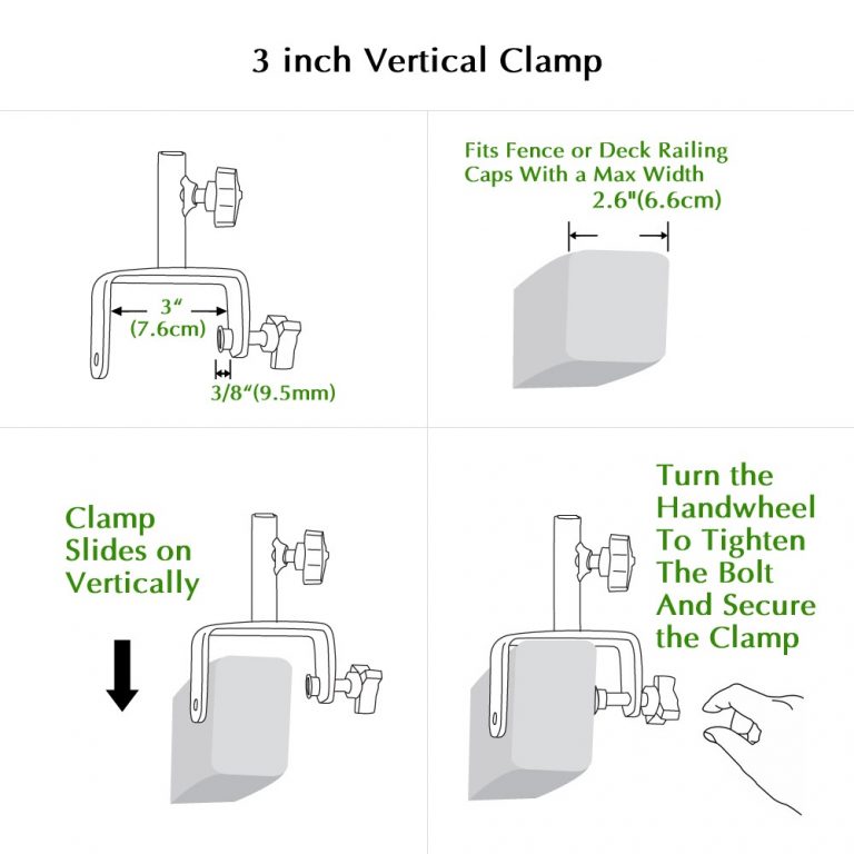 Vertical Deck Clamps, For Use with Torches, Shepherd Hooks or Poles, Convert Horizontal Clamp