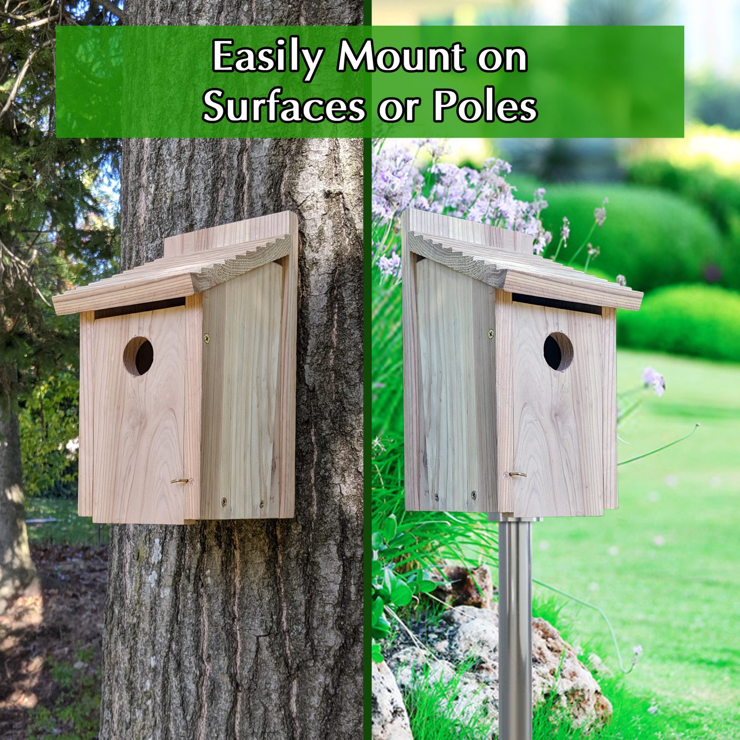 Bluebird House, Solid Wood Birdhouse, Weatherproof Bird House Designed for Easy Cleaning, Secure